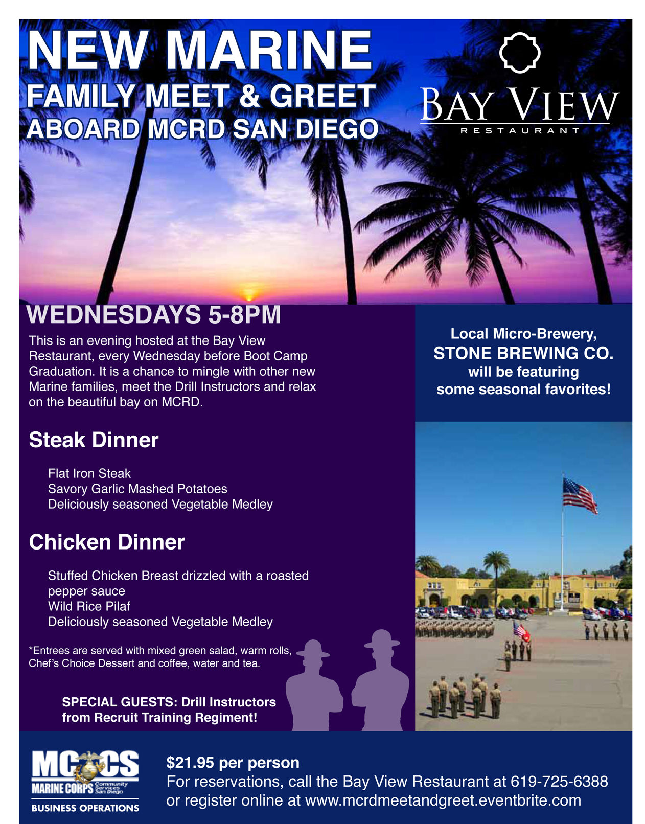 Official New Marine Family Meet and Greet at the Bay View on MCRD San Diego